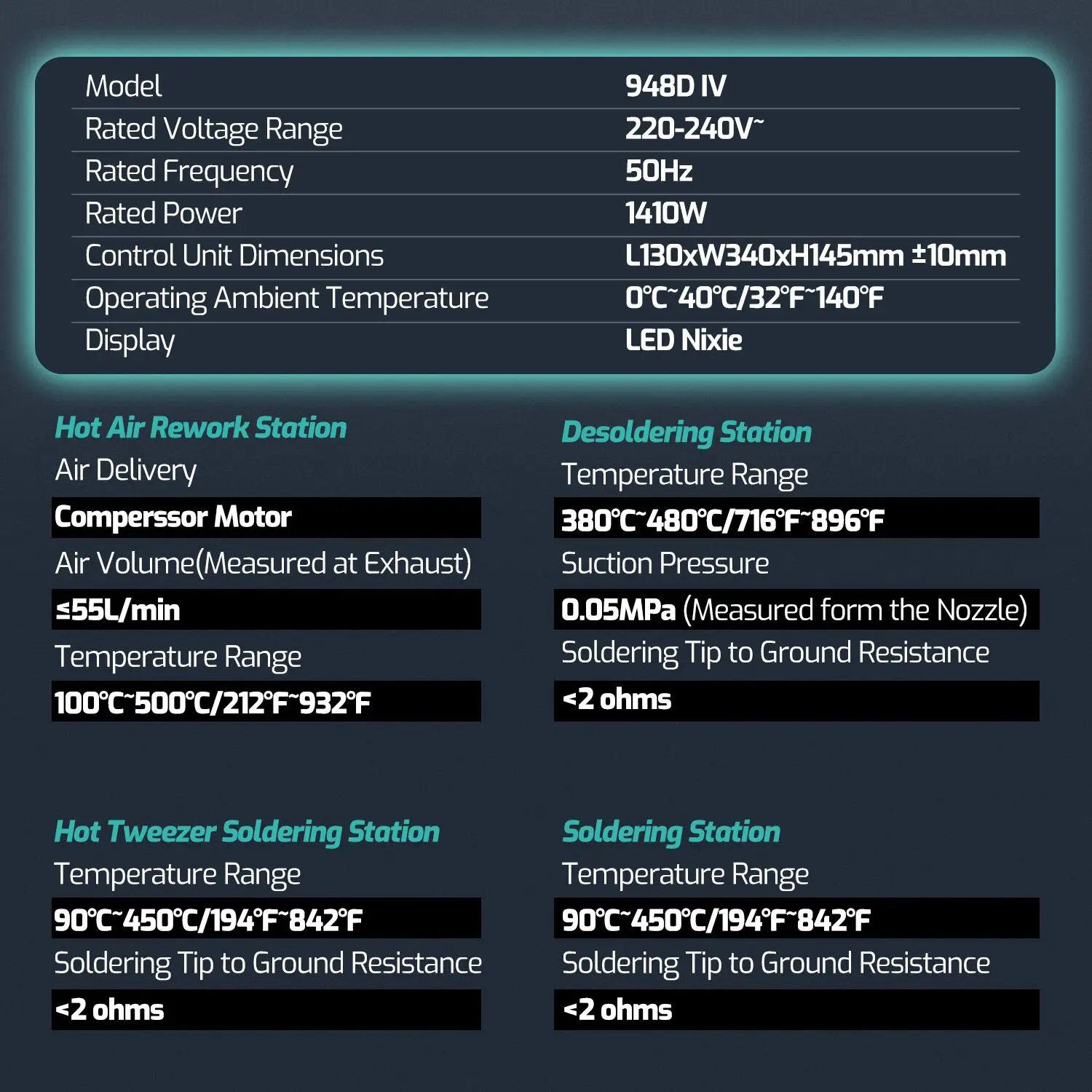 Багатофункційна 5-в-1 паяльна станція з феном, паяльником, вакуумним паяльником, термопінцетом та вакуумною присоскою Багатофункційна 5-в-1 паяльна станція з феном, паяльником, вакуумним паяльником, термопінцетом та вакуумною присоскою