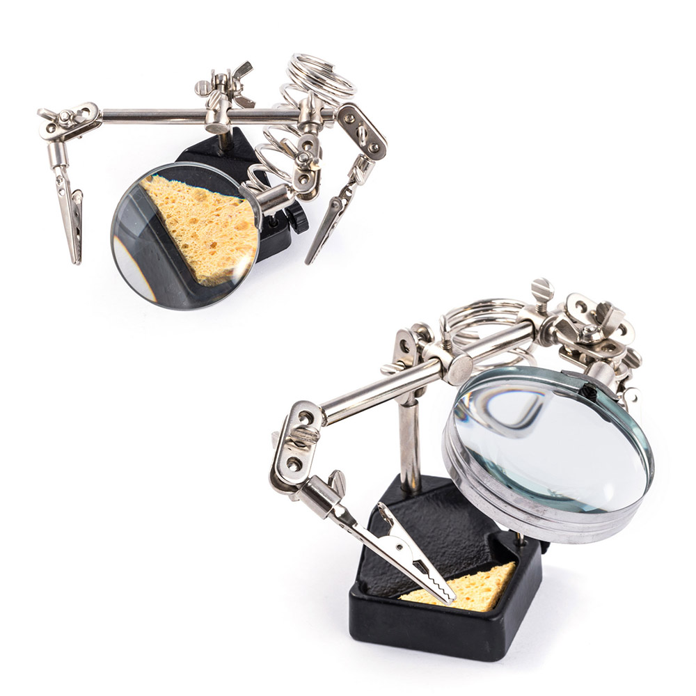 Dritte Hand mit 2,5-fach-Echtglas-Lupe 60mm Melal-Standfuß ZD-10G Dritte Hand mit 2,5-fach-Echtglas-Lupe 60mm Melal-Standfuß ZD-10G