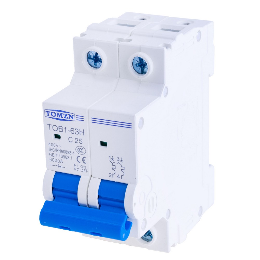 2P AC MCB 230/400V TOB1-63H 25A(TOMZN)