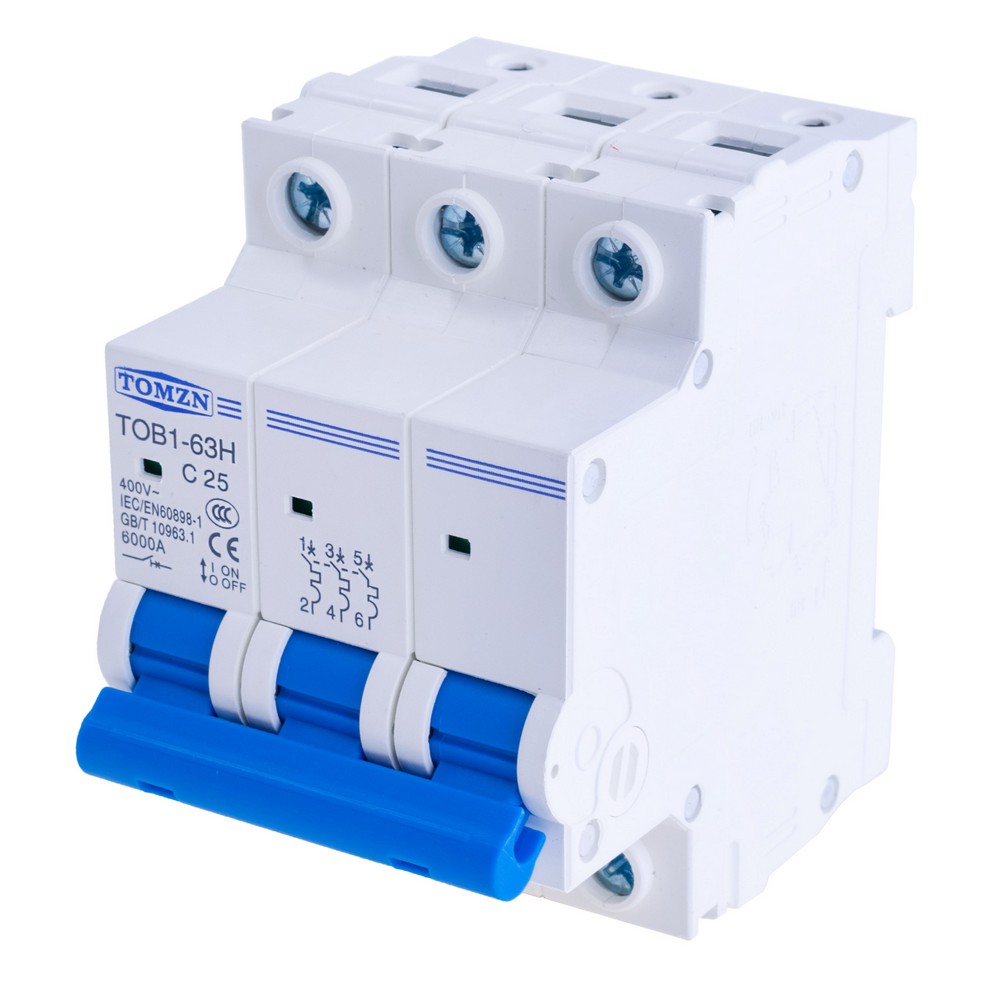 3P AC MCB 230/400V TOB1-63H 25A(TOMZN)
