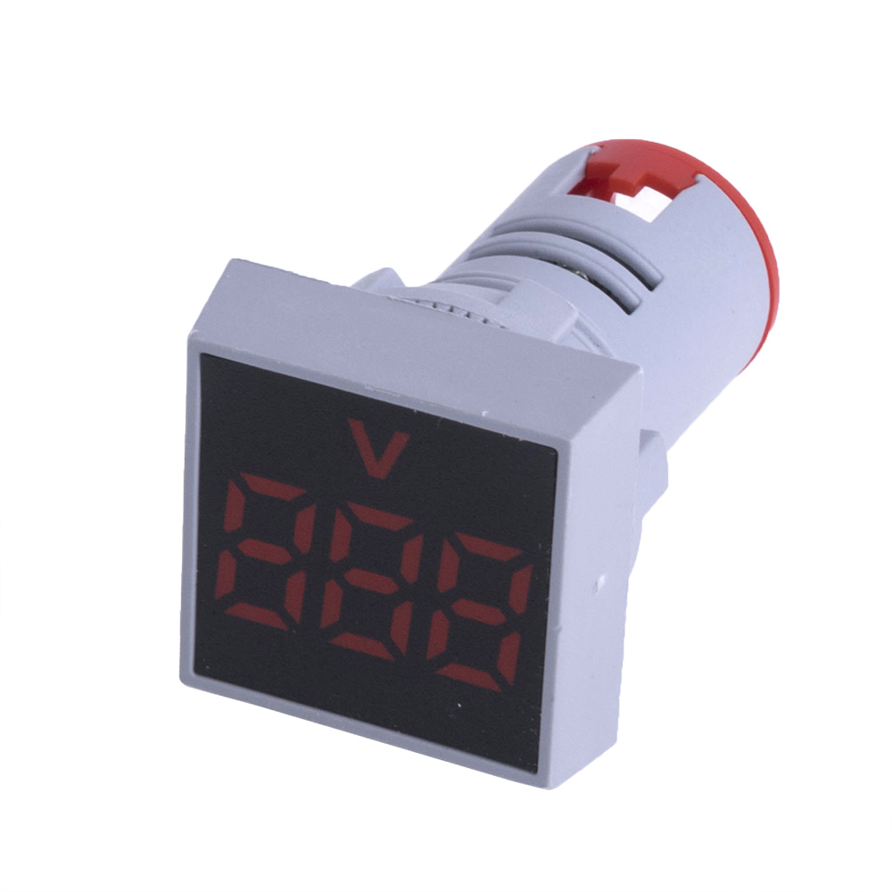 Вольтметр AC60-500V встраиваемый, красный квадратный экран (AD16-22DSV)