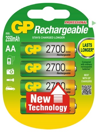 GP270AAHC-2PL4 AA R6 2600mAh GP (Nickel-Metallhydrid-Batterie),4 Stk im Blister