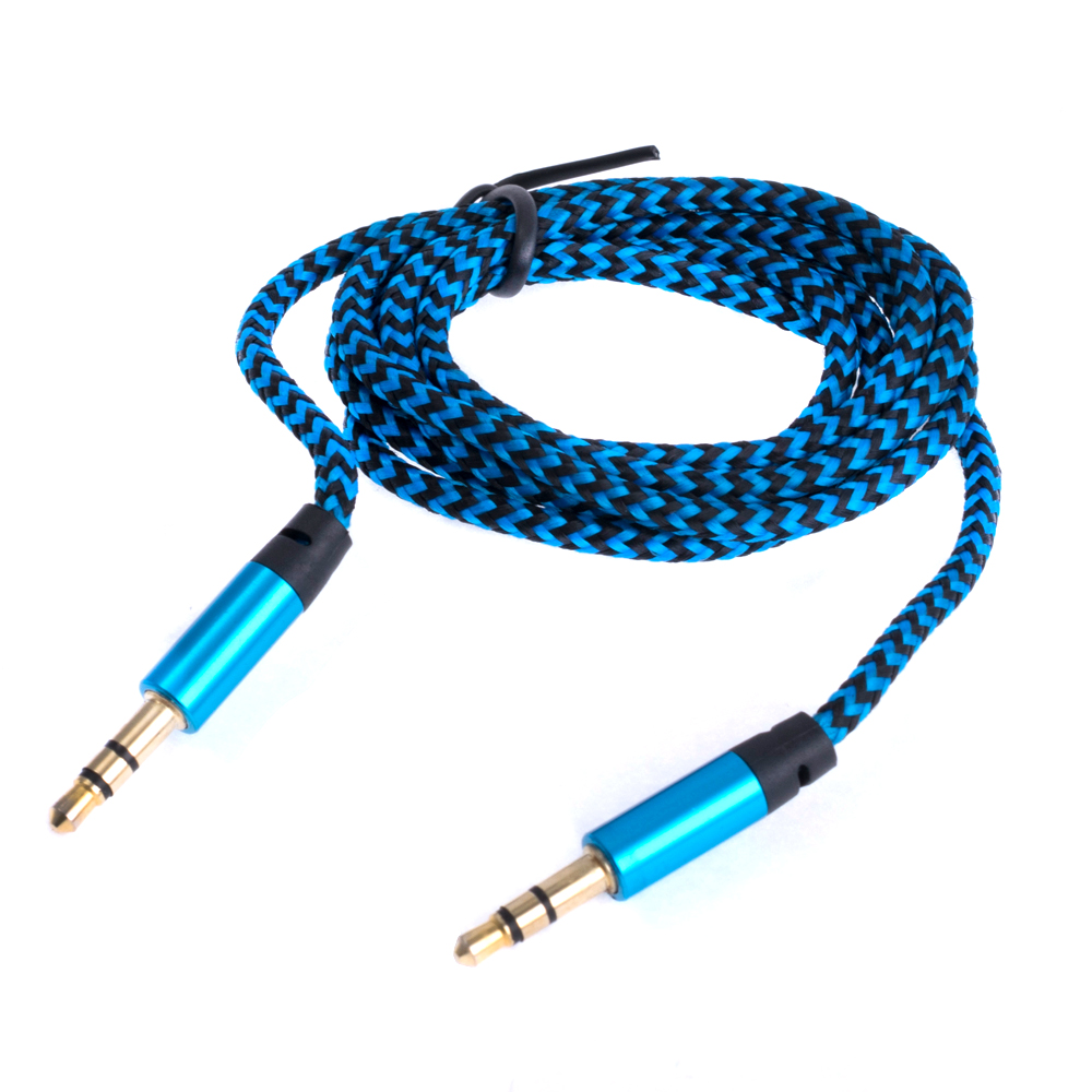 AUX кабель 1м 3конт (синий/черный)