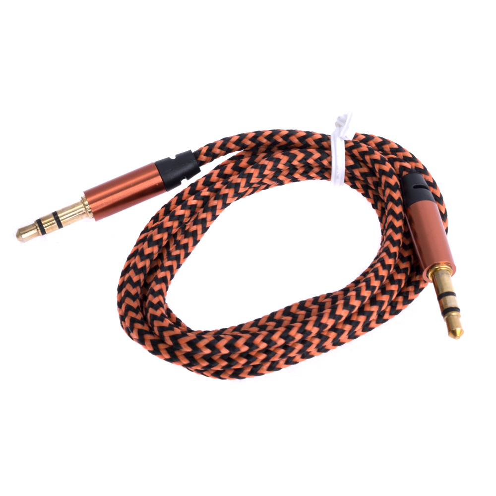 AUX кабель 1м 3конт (коричневый/черный)