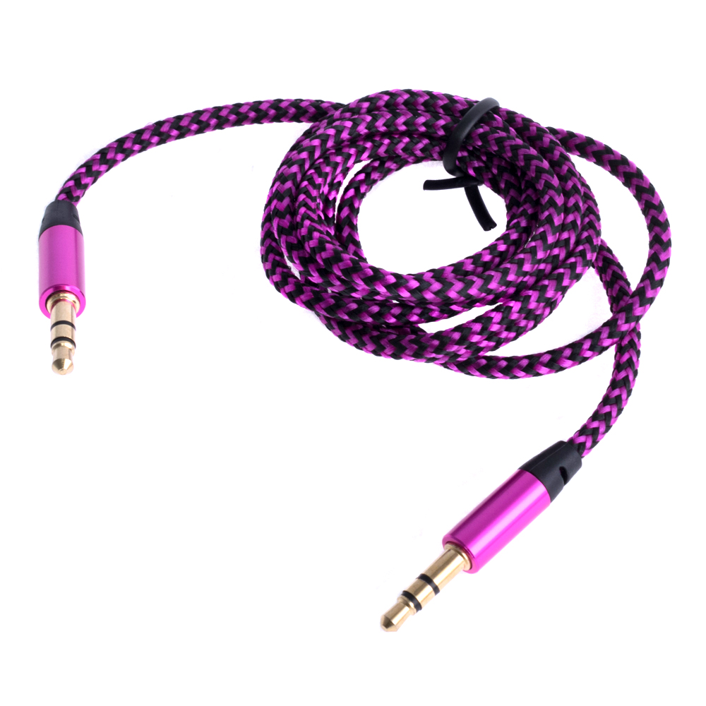 AUX кабель 1м 3конт (розовый/черный)