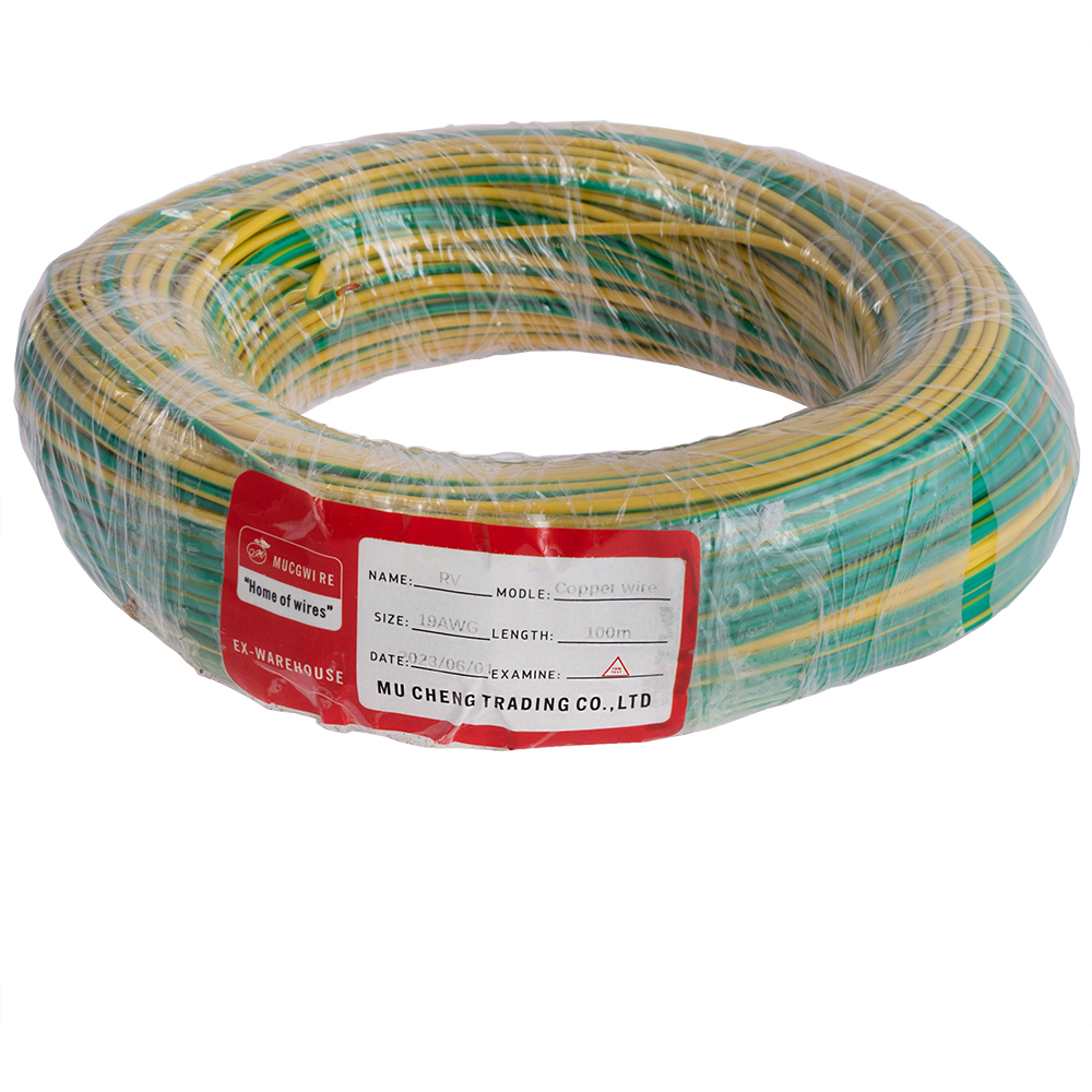 Провод многожильный 0.75mm2 (19AWG/24xD0.20мм, медь, PVC), желто-зеленый