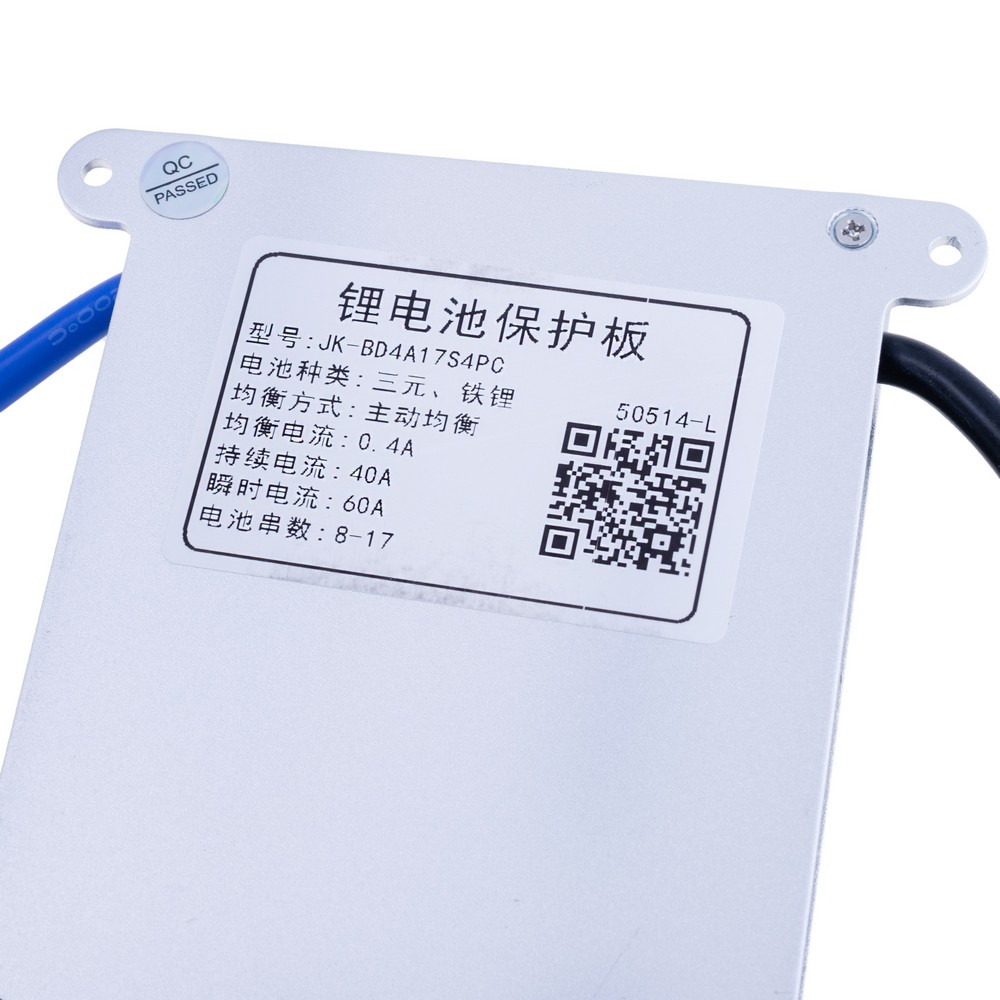 BMS JK-BD4A17S4P-CAN (Li-Ion/LiFePo4/LTO 8S-17S; Balancer 0.4A; Charge/Discharge: 40A; BT/RS485)