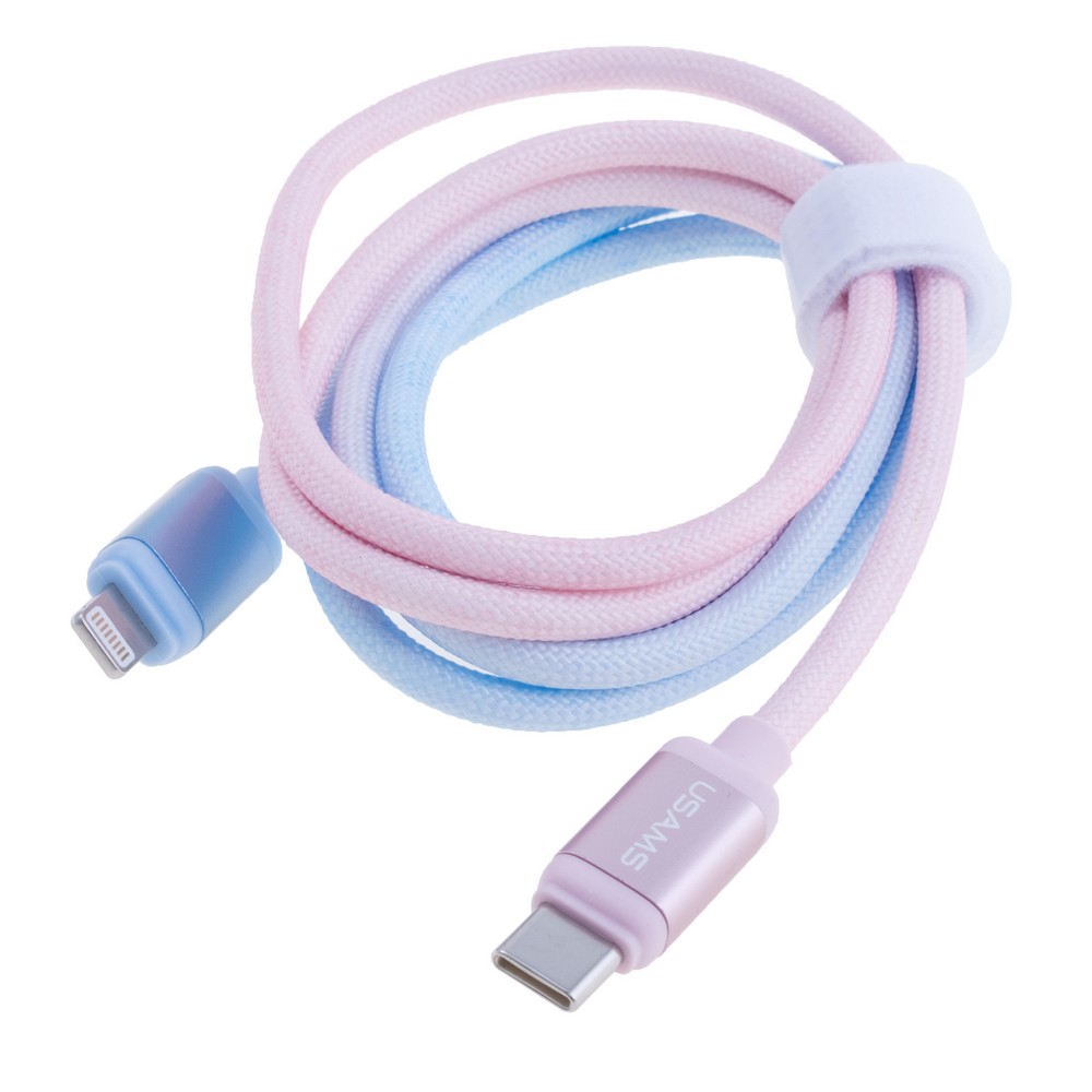 SJ757 PD 30W Aluminum Alloy Fast Charging & Data Cable Type-C To Lightning- Bicolor Series 1.2m (SJ757USB03 Blue & Pink – USAMS)