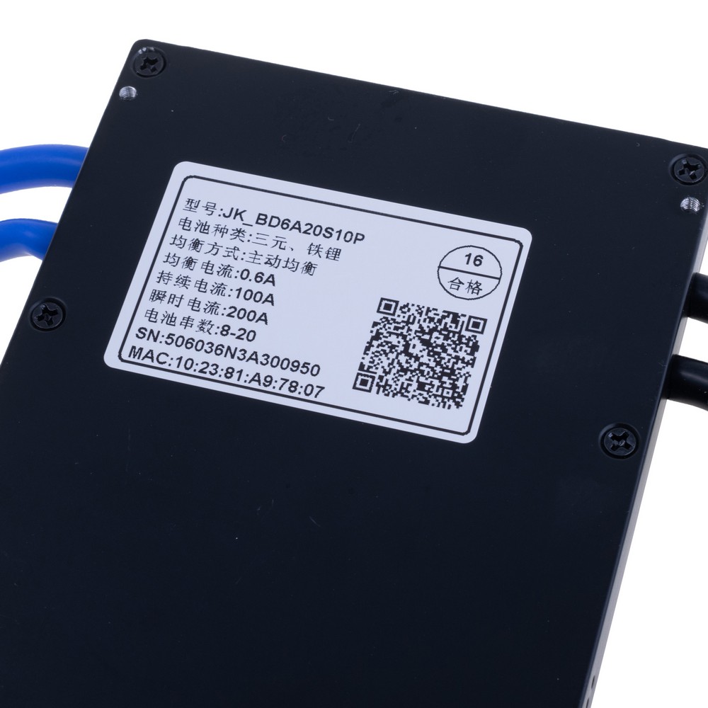 BMS JK-BD6A20S10P Li-Ion/LiFePo4/LTO 8S-20S; Balancer 0.6A; Charge/Discharge: 100A; BT/RS485