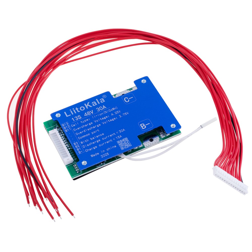 BMS Плата захисту BMS для 13-ти акумуляторів LI-ION, 48V, 30A LiitoKala BMS Плата захисту BMS для 13-ти акумуляторів LI-ION, 48V, 30A LiitoKala