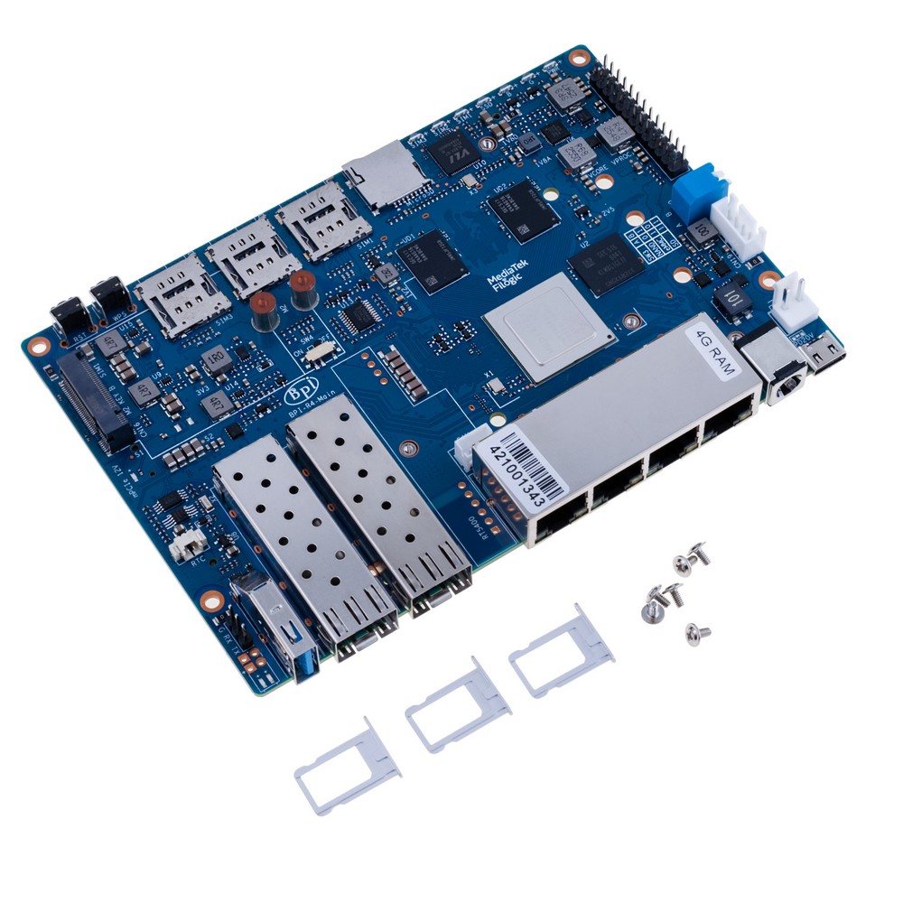Router-Platine Banana Pi BPI-R4 mit Prozessor MediaTek MT7988A Quad-Core Cortex-A73 4G DDR+8G eMMC