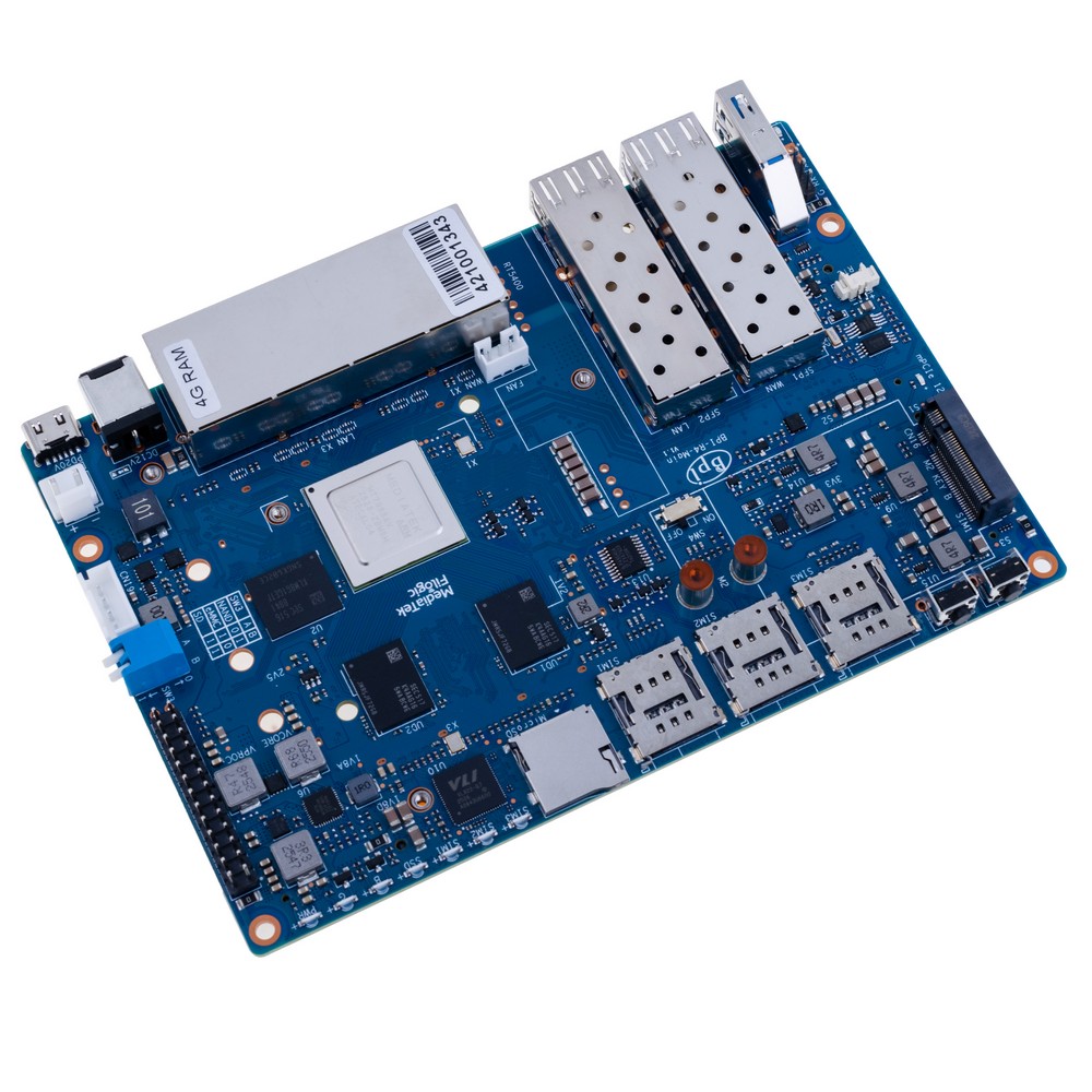 Router-Platine Banana Pi BPI-R4 mit Prozessor MediaTek MT7988A Quad-Core Cortex-A73 4G DDR+8G eMMC