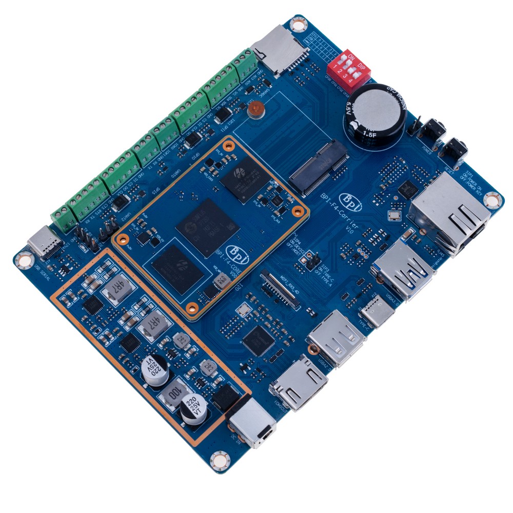 Platine Banana Pi BPI-F4 mit Prozessor Sunplus SP7350 Quad Cortex-A55 und NPU 4.1 TOPS