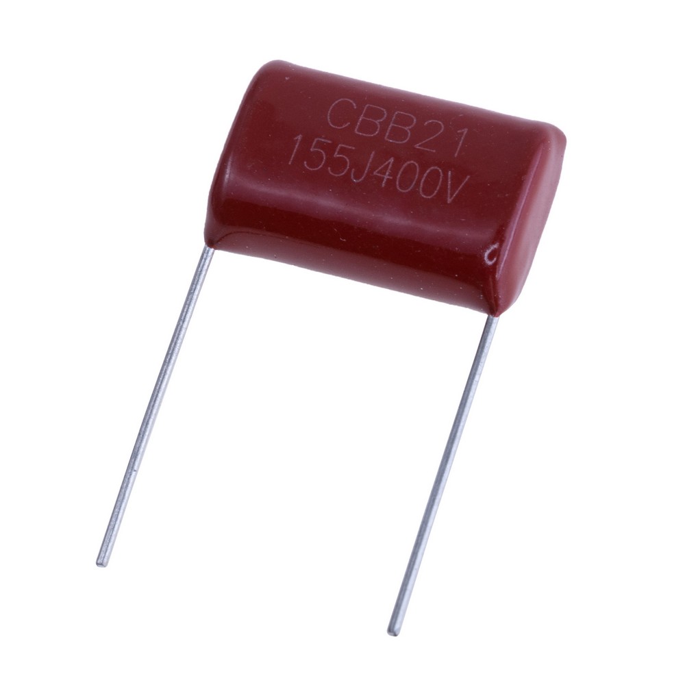 CBB21 1,5µF 400VAC J(±5%), P=20mm, 22x15x8mm CBB21-155J400VP20 конденсатор плівковий
