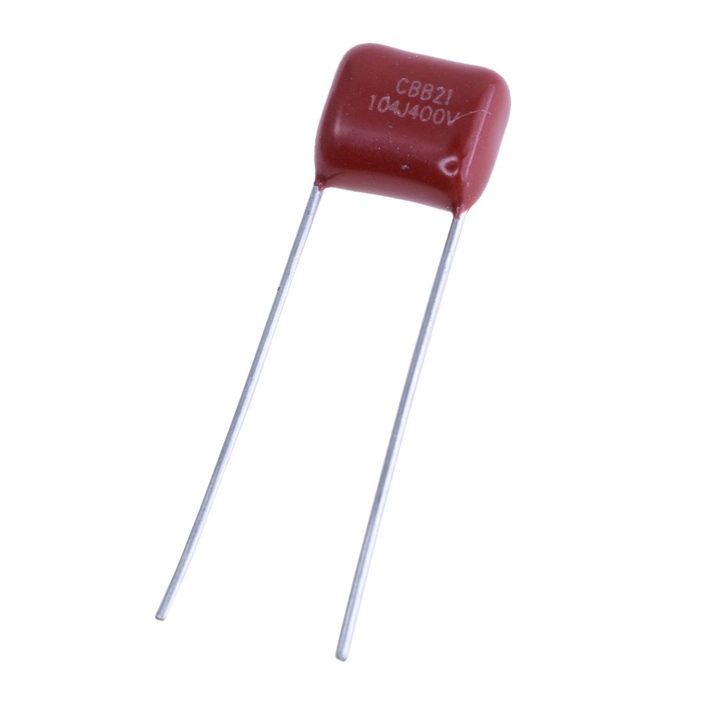 CBB21 100nF 400VAC J(±5%), P=7,5mm, 9x8x5mm CBB21-104J400VP7.5 конденсатор плівковий