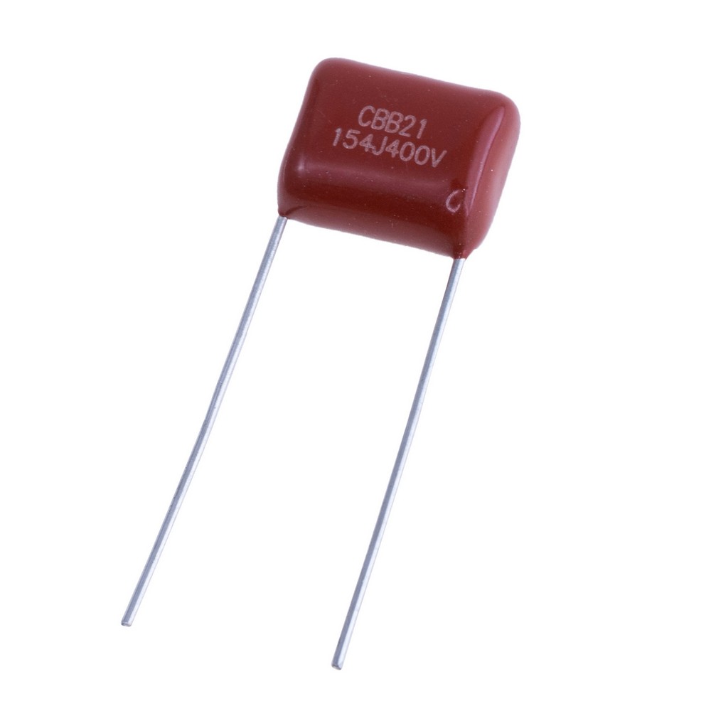 CBB21 150nF 400VAC J(±5%), P=10mm, 12x10x6mm CBB21-154J400VP10 конденсатор плівковий