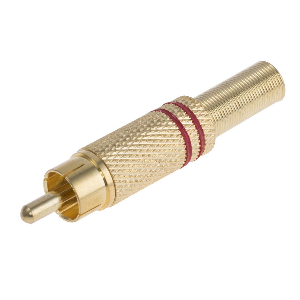 CC-010R RCA Stecker "Männchen" mit Dämpfer Kabel, vergoldet, rot CC-010R RCA Stecker "Männchen" mit Dämpfer Kabel, vergoldet, rot