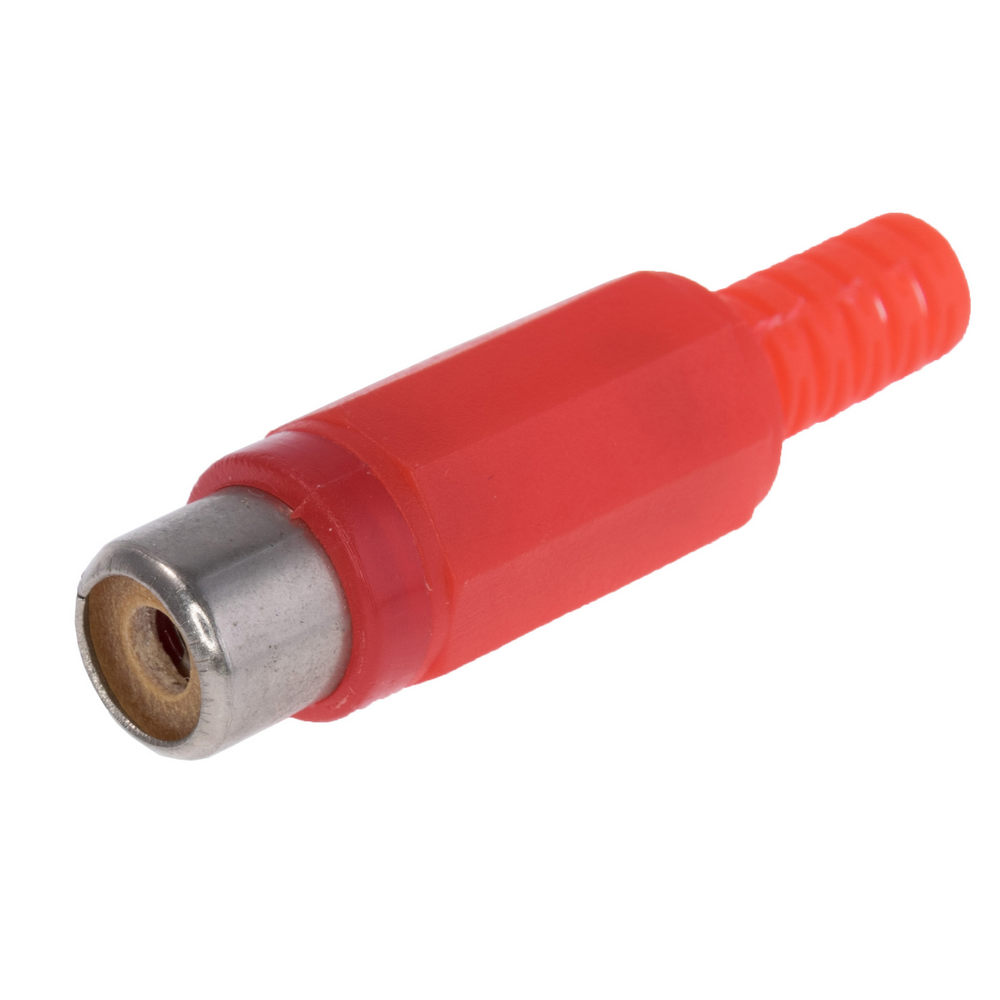 CC-106R RCA-Stecker, "Weibchen", gerade, rot,mit Dämpfer Kabel