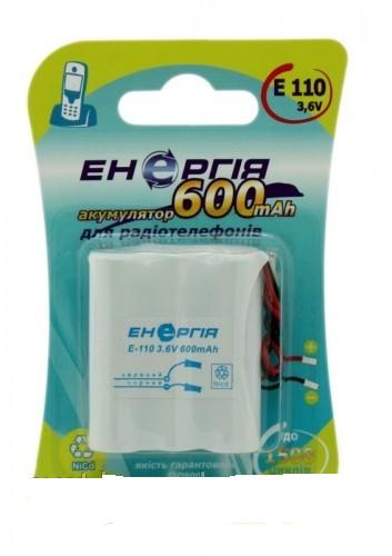 E-110 NiCd, 600mAh, 3.6V fur Funktel.., Energiya