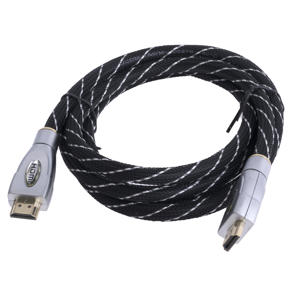 Кабель HDMI 1.4, вилка HDMI с обеих сторон, длина 1,8м, черный-серый (CG571W-018-PB)