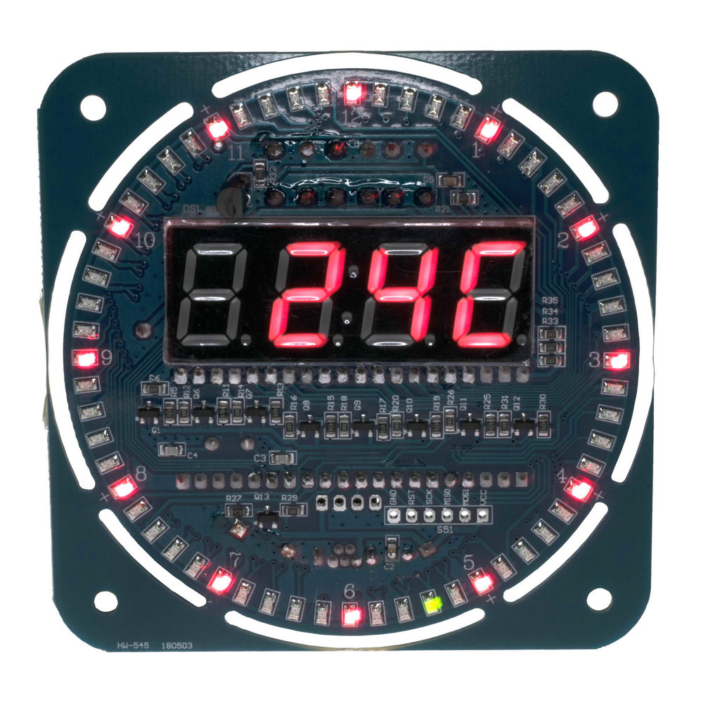 Часы на DS1302. Резервное питание. Эффект аналоговой стрелки. Собранные на SMD светодиодах