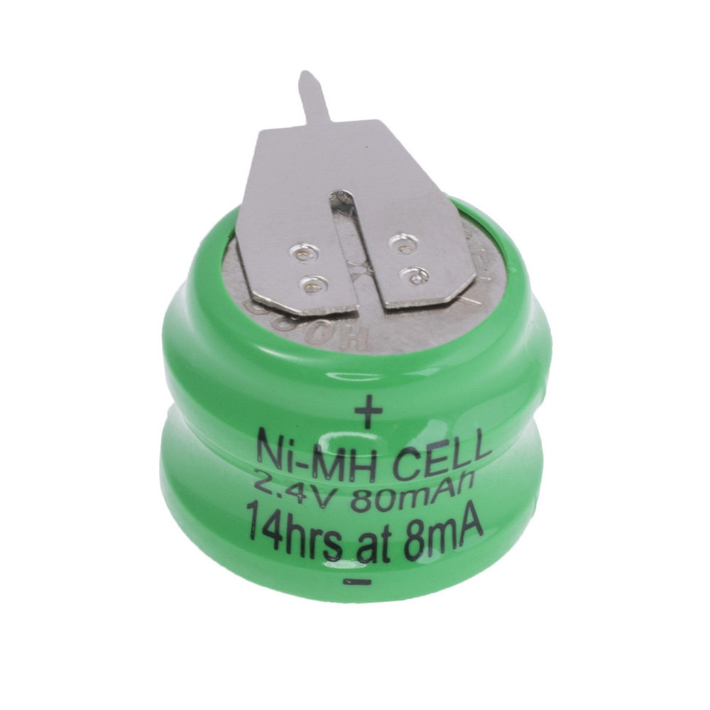 Coin NiMH battery 2.4v 80mAh coin 2S1P + Nickel (size: 16x14mm)