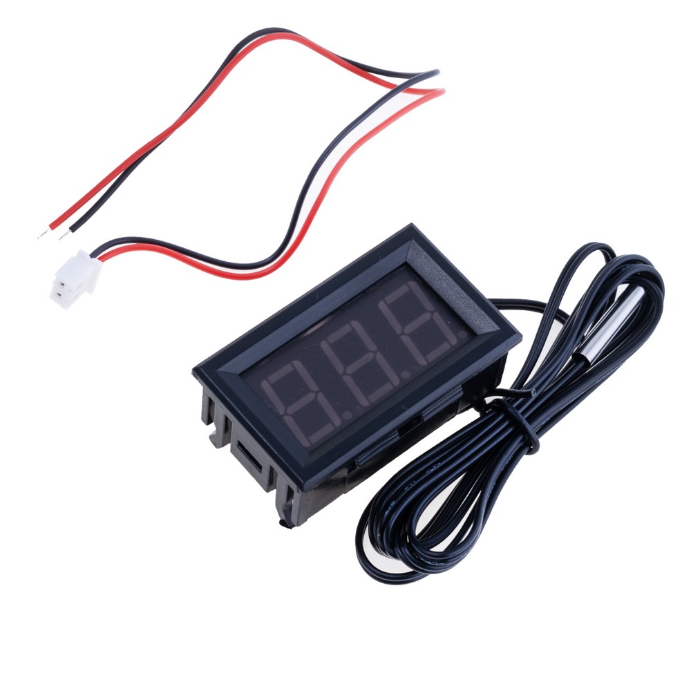 Цифровий термометр 12V 48х29х23мм -40..+65°С (точн. 0.1°С) на 10K/B3950, 1м, червоний