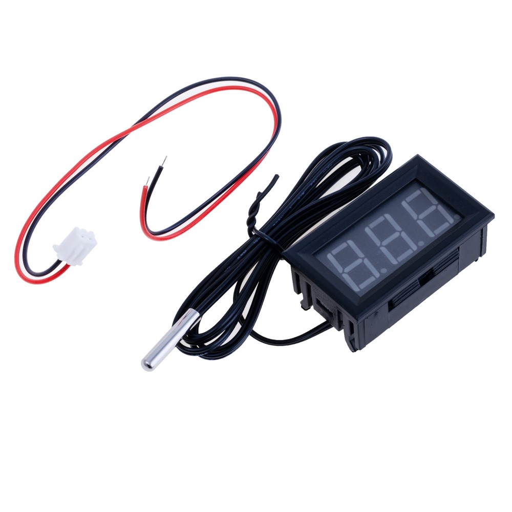 Цифровий термометр 12V 48х29х23мм -40..+65°С (точн. 0.1°С) на 10K/B3950, 1м, синій Цифровий термометр 12V 48х29х23мм -40..+65°С (точн. 0.1°С) на 10K/B3950, 1м, синій