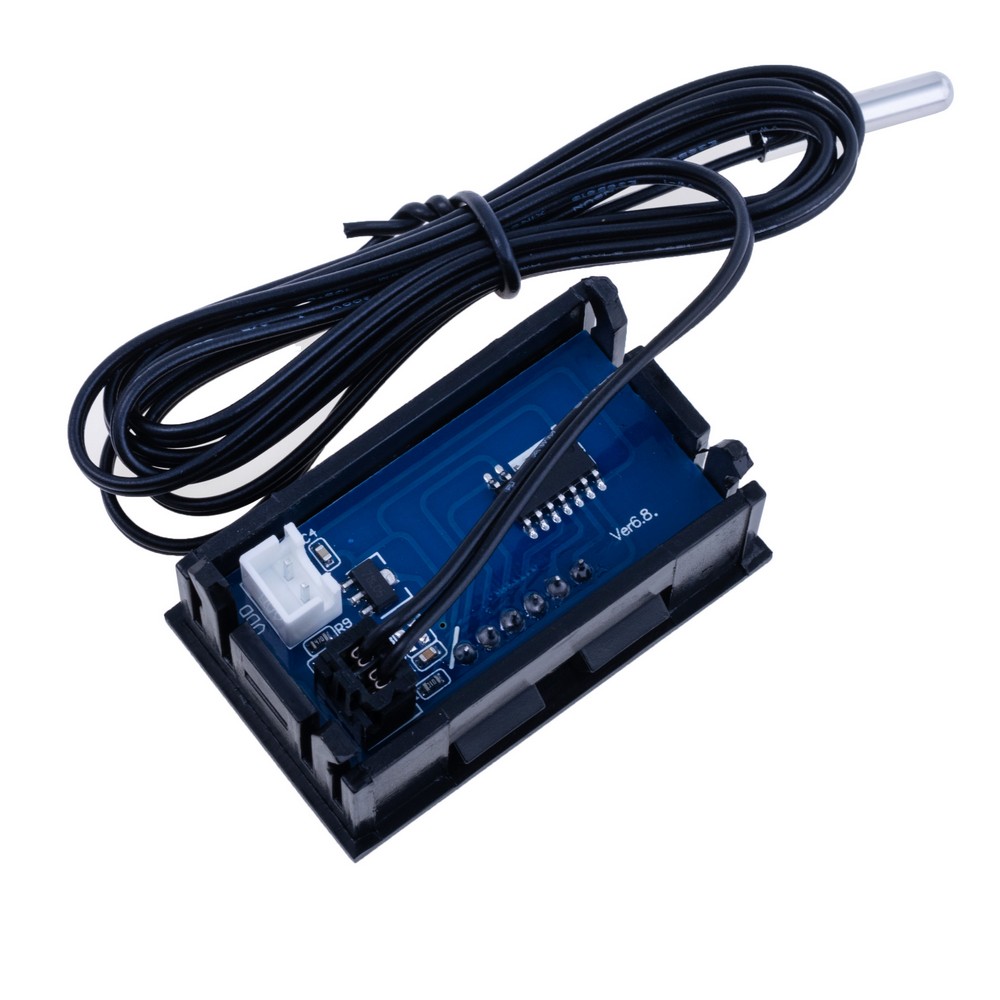 Цифровий термометр 12V 48х29х23мм -40..+65°С (точн. 0.1°С) на 10K/B3950, 1м, синій Цифровий термометр 12V 48х29х23мм -40..+65°С (точн. 0.1°С) на 10K/B3950, 1м, синій