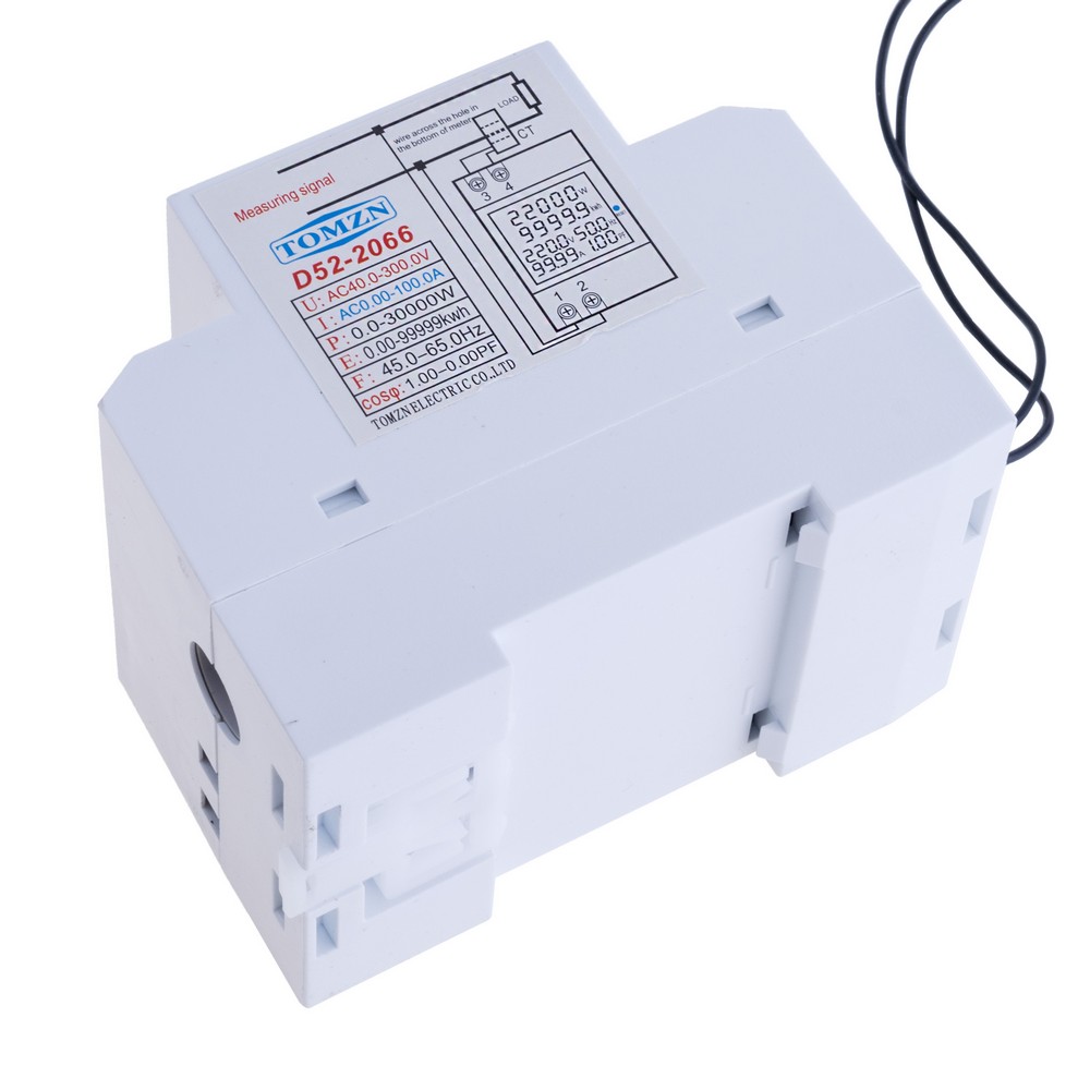 Din rail AC monitor 6IN1 Voltage Current Power Factor Active KWH Electric energy Frequency meter VOLT AMP AC40-300 Built-in CT(TOMZN)