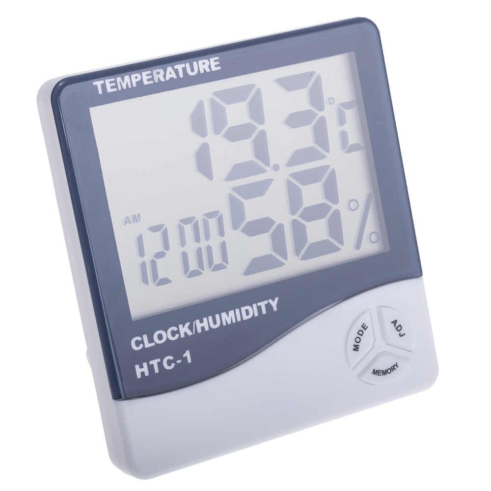 Feuchtigkeitssensor mit Uhr und Thermometer HTC-1
