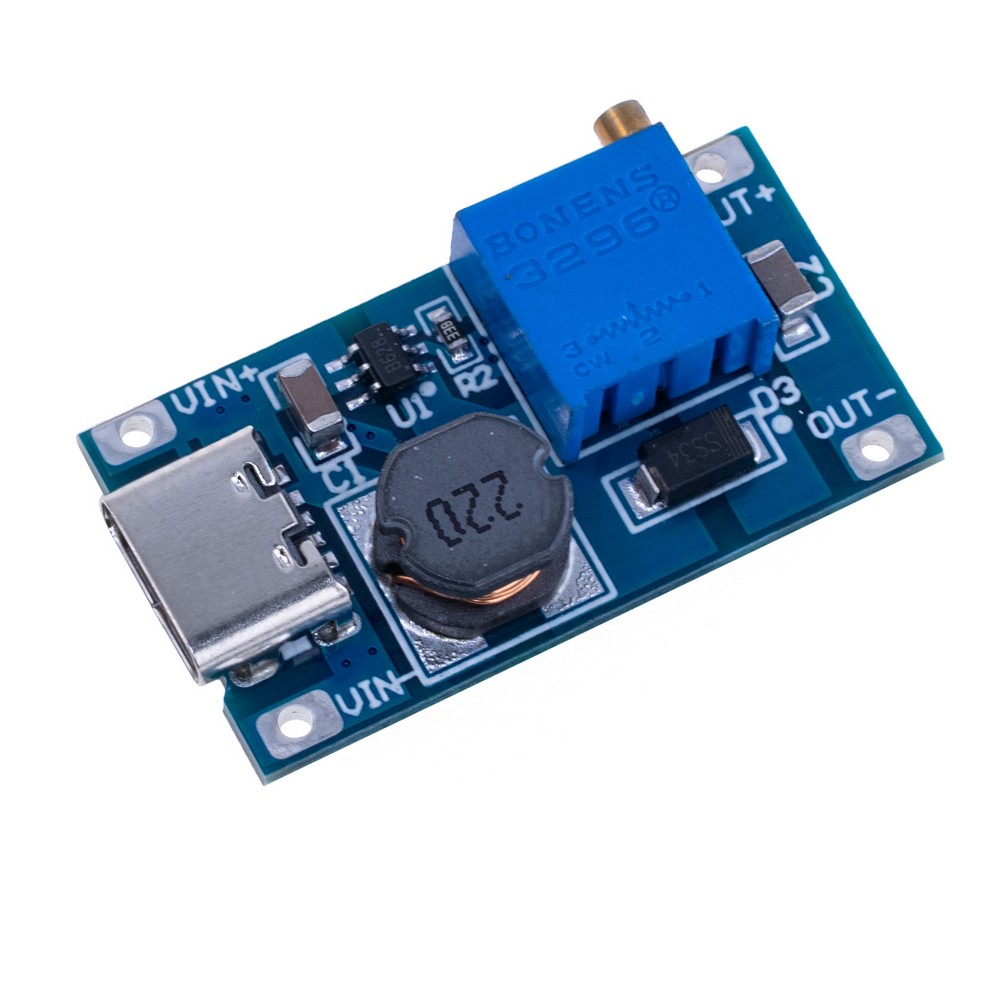 Регульований DC-DC Step-Up модуль живлення MT3608 (Type-C)