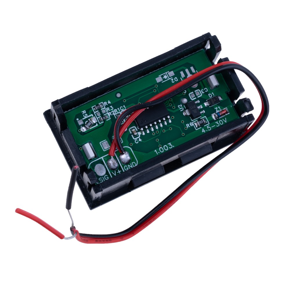 Вбудований вольтметр DC 4,5-30V синій дисплей 0.56" (два проводи)