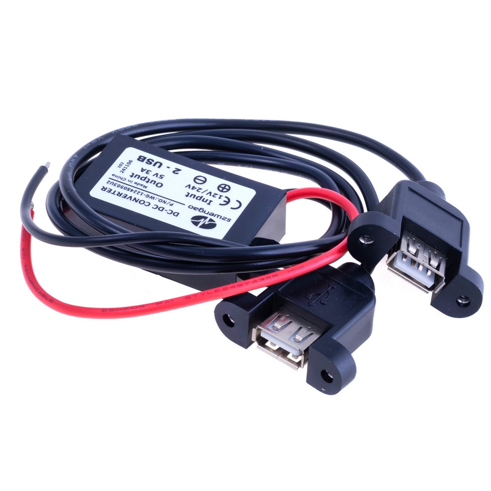 DC/DC перетворювач 12/24V в 5V/3A (15W) подвійний вихід на фланцеві USB роз'єми (szwengao)