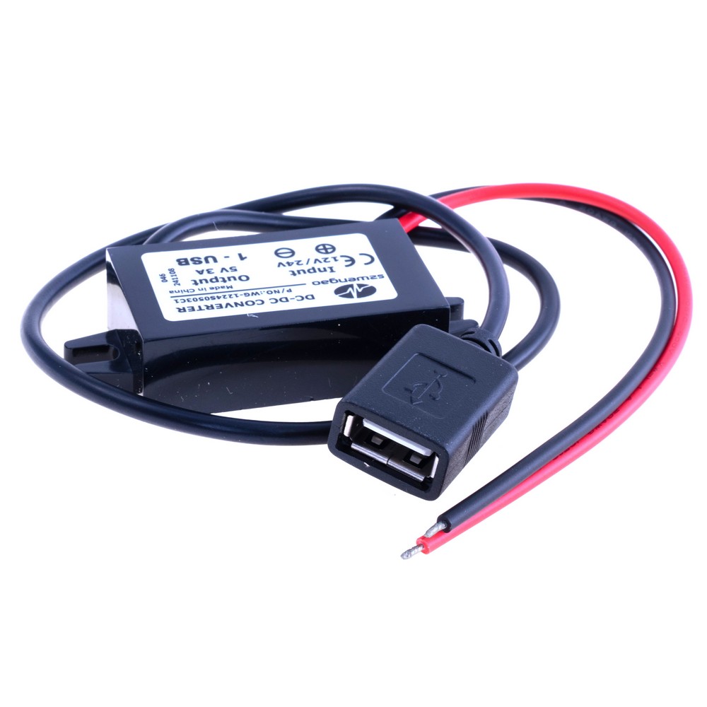 DC/DC перетворювач 12/24V в 5V/3A (15W) вихід на USB роз'єм (szwengao)