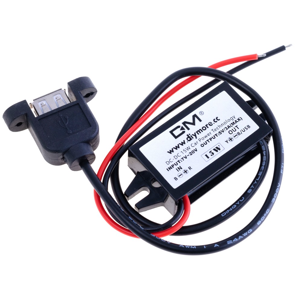 DC/DC перетворювач автомобільний з USB-A 7-12В > 5В/3А (15Вт)