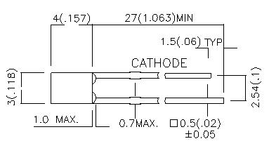 LED rechteckig rot 627nm, 100° (L-914ID Kingbright)