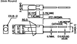 LED 2mm gelb 5900nm, 60° (L-1464YD Kingbright)