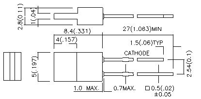 LED rechteckig rot 660nm, 110° (L-1053HDT Kingbright)