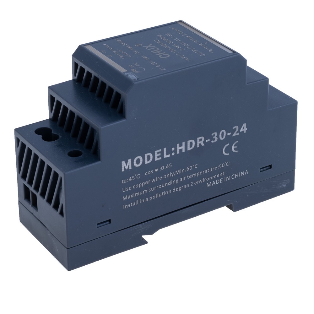 HDR-30-24V (30W @ 24V, CHUX) блок живлення на DIN рейку HDR-30-24V (30W @ 24V, CHUX) блок живлення на DIN рейку