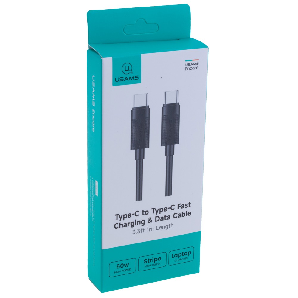 SJ780 U94 60W Type-C to Type-C Fast Charging & Data Cab (SJ780USB01 Black – USAMS)