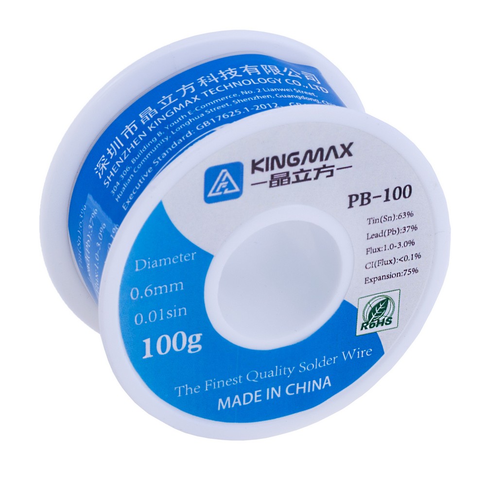 Дротяний припій PB-100 0,6mm/100г (KINGMAX, Sn63/Pb37) Дротяний припій PB-100 0,6mm/100г (KINGMAX, Sn63/Pb37)