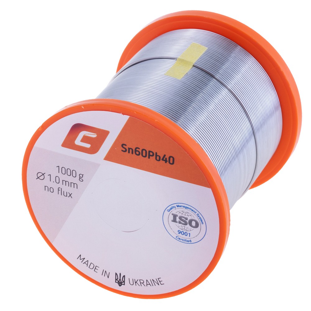 Дротяний припій, 1mm 1000g без флюсу, свинцевий, Sn60Pb40 Дротяний припій, 1mm 1000g без флюсу, свинцевий, Sn60Pb40