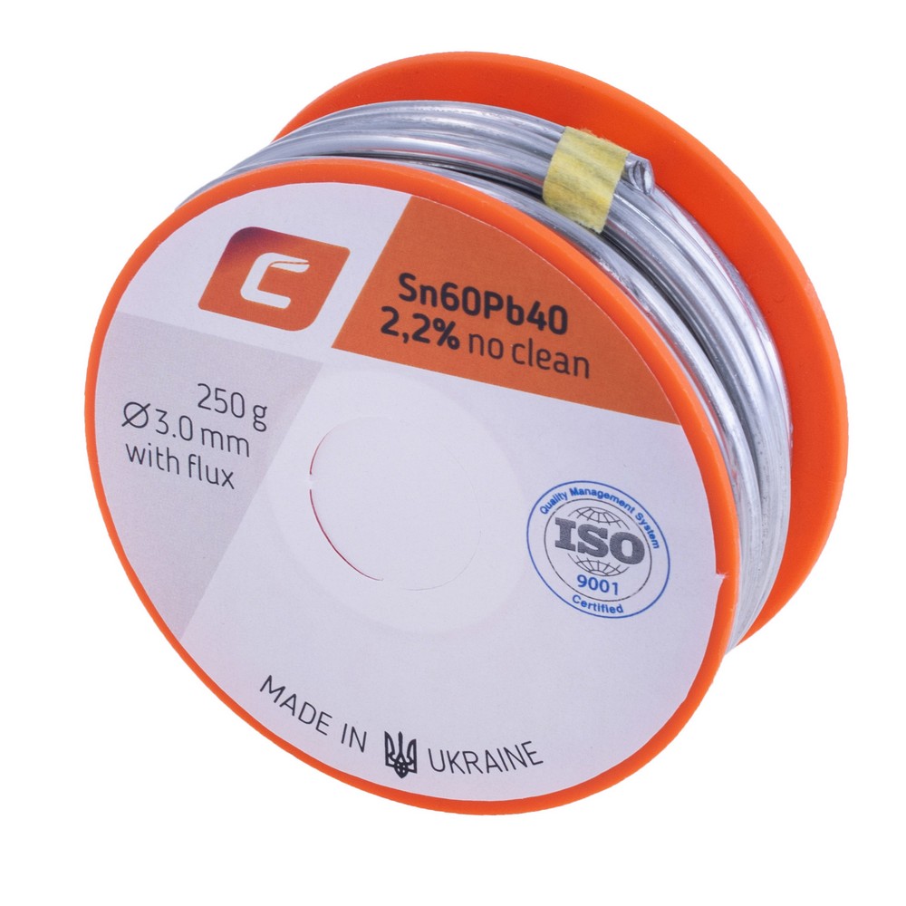 Дротяний припій, 3mm 250g з флюсом, свинцевий, Sn60Pb40 Дротяний припій, 3mm 250g з флюсом, свинцевий, Sn60Pb40