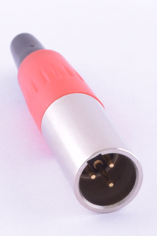 Штекер "папа" mini xlr 3P, на кабель, красный (GT3-1402-3P-RD)