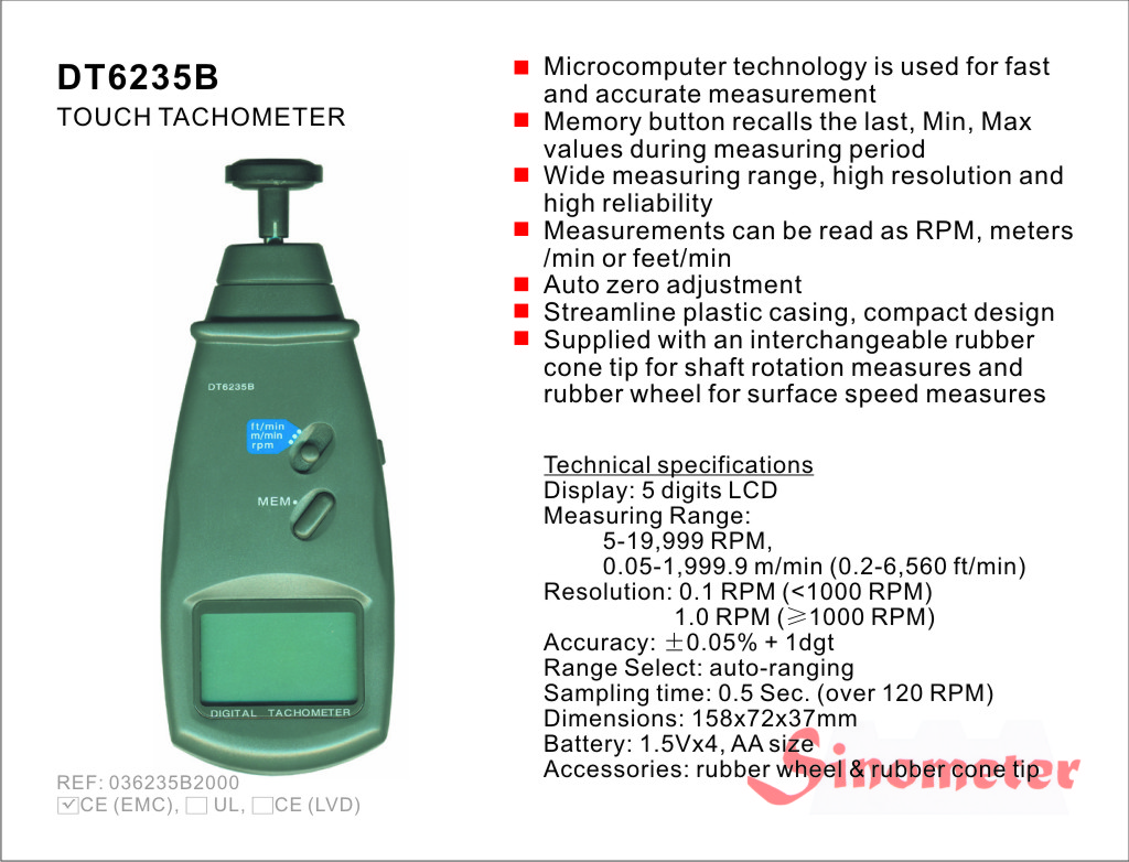 Tachometer DT6235B (mechanischer Antrieb)