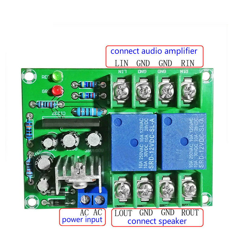 Модуль защиты акустических систем с задержкой включения (Dual channel Speaker protect With boot time delay and dc protection).