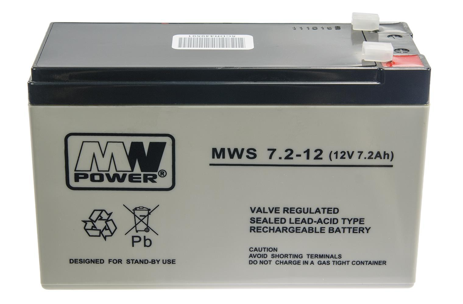 Аккумулятор 12V 7,2Ah свинцово-кислотный AGM (MWS 7.2-12)