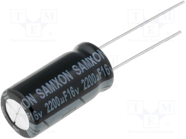 2200uF 16V KM 10x20mm (EKM228M1CG20RRSHP)(KM2200/16) (электролитический конденсатор)