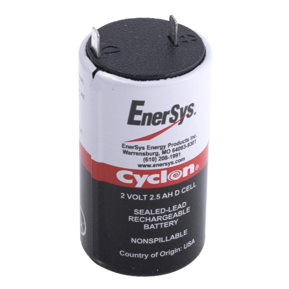 ENERSYS 0810-0004 wiederaufladbare Batterie, Cyclon Series, Single Cell, Lead Acid, 2.5 Ah, 2 V, D, Quick Connect, 34.3 mm ENERSYS 0810-0004 wiederaufladbare Batterie, Cyclon Series, Single Cell, Lead Acid, 2.5 Ah, 2 V, D, Quick Connect, 34.3 mm